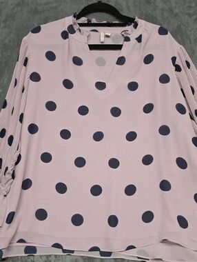 Cato Lilac Blouse with Black Polka Dots